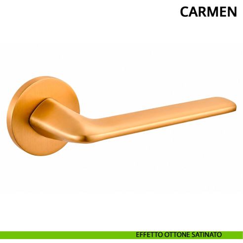 Maniglia per porta Carmen Ghidini con rosetta tonda ottone satinato