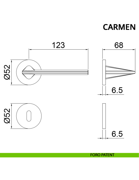 Maniglia per porta Carmen Ghidini con rosetta tonda patent