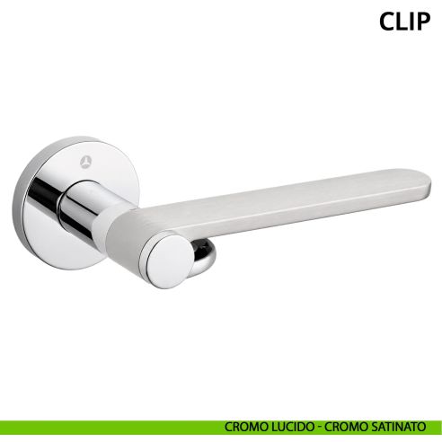 Maniglia per porta Clip Ghidini con rosetta tonda lucido - satinato