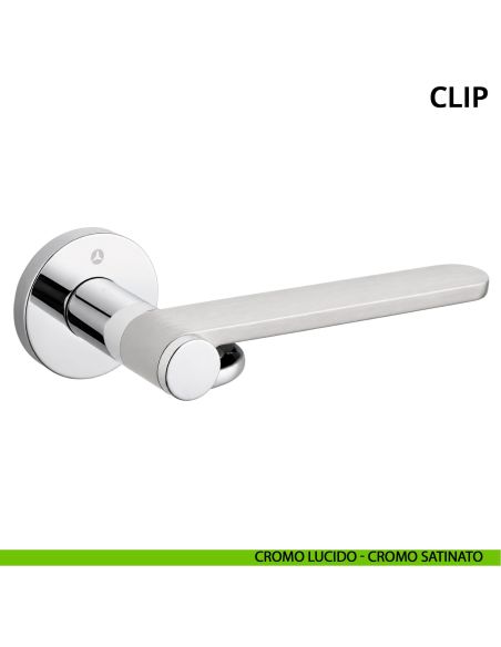 Maniglia per porta Clip Ghidini con rosetta tonda lucido - satinato