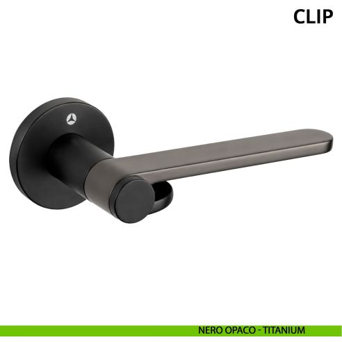 Maniglia per porta Clip Ghidini con rosetta tonda nero - titanium