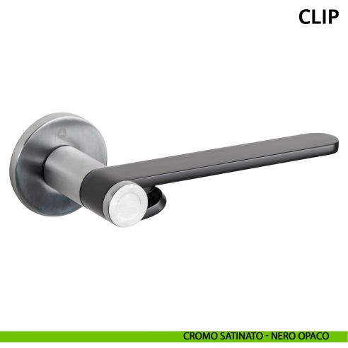 Maniglia per porta Clip Ghidini con rosetta tonda satinato - nero