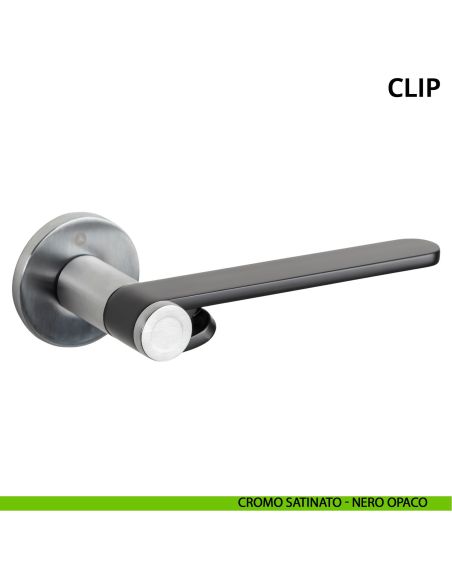 Maniglia per porta Clip Ghidini con rosetta tonda satinato - nero