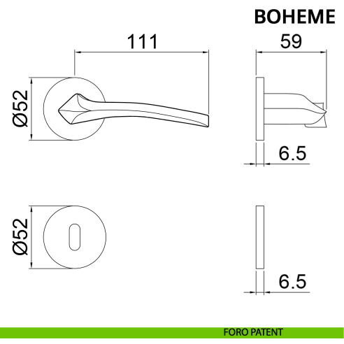 Maniglia per porta Boheme Ghidini con rosetta tonda patent