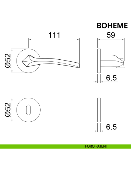 Maniglia per porta Boheme Ghidini con rosetta tonda patent