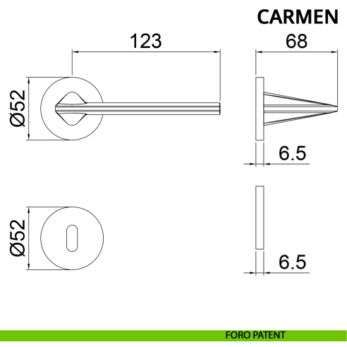 Maniglia per porta Carmen Ghidini con rosetta tonda patent