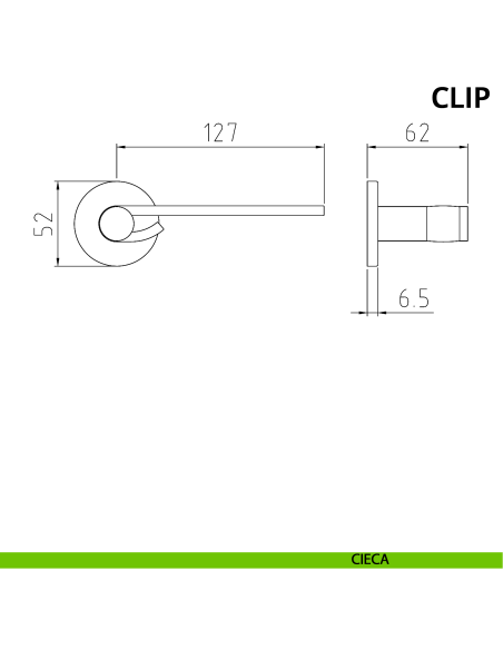Maniglia per porta Clip Ghidini con rosetta tonda cieca