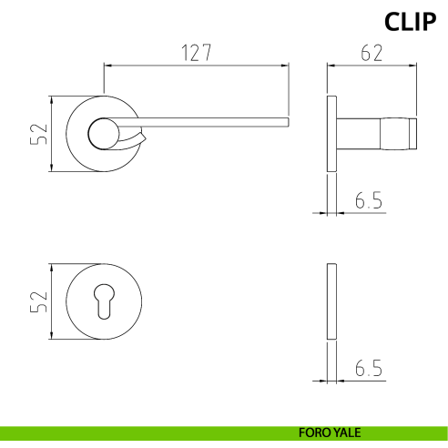 Maniglia per porta Clip Ghidini con rosetta tonda yale