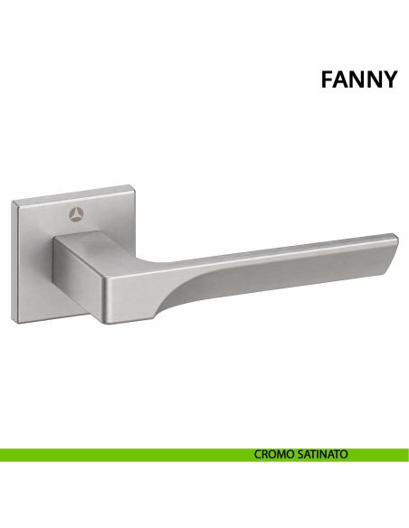 Maniglia per porta Fanny Ghidini con rosetta quadrata satinato