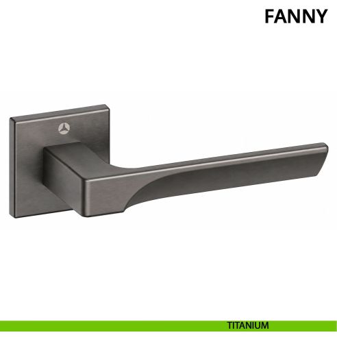 Maniglia per porta Fanny Ghidini con rosetta quadrata titanium
