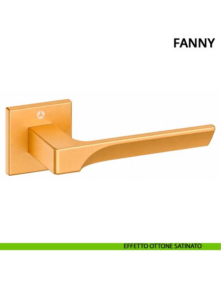 Maniglia per porta Fanny Ghidini con rosetta quadrata oro satinato