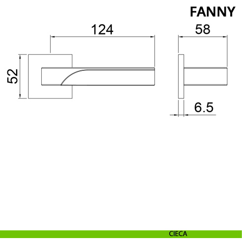 Maniglia per porta Fanny Ghidini con rosetta quadrata cieca