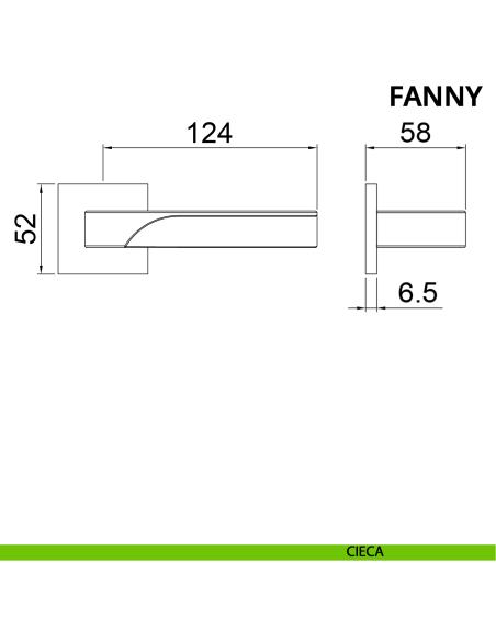 Maniglia per porta Fanny Ghidini con rosetta quadrata cieca