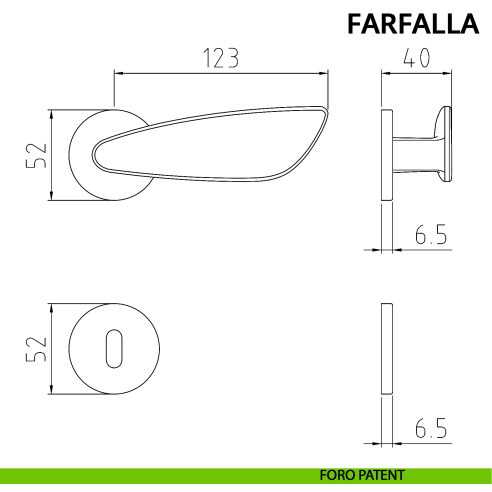 Maniglia per porta Farfalla Ghidini con rosetta tonda patent