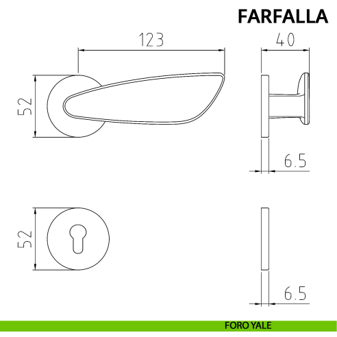 Maniglia per porta Farfalla Ghidini con rosetta tonda yale