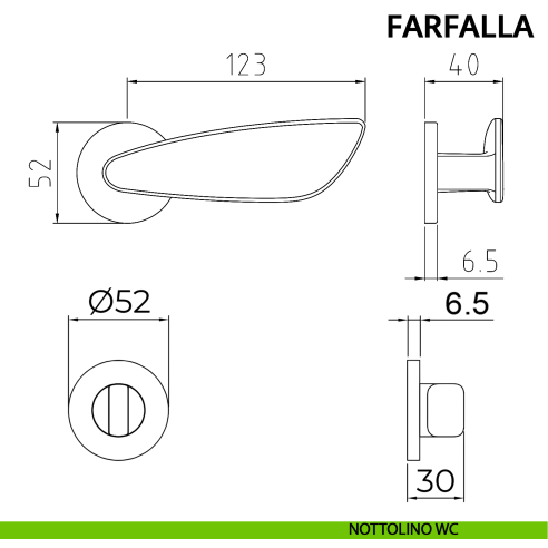 Maniglia per porta Farfalla Ghidini con rosetta tonda wc