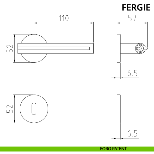 Maniglia per porta Fergie Ghidini con rosetta tonda patent