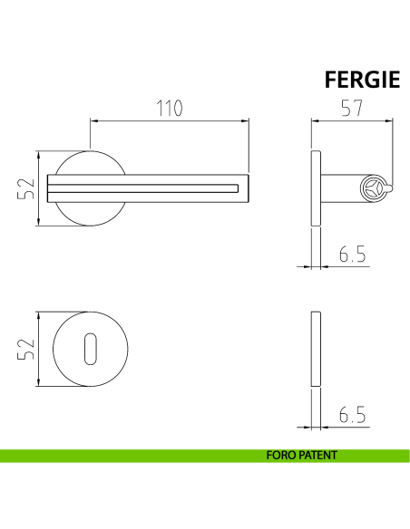 Maniglia per porta Fergie Ghidini con rosetta tonda patent