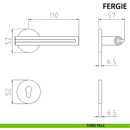 Maniglia per porta Fergie Ghidini con rosetta tonda yale