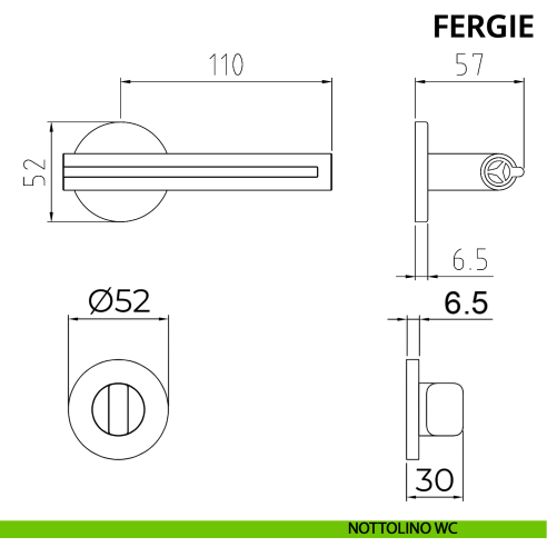 Maniglia per porta Fergie Ghidini con rosetta tonda wc