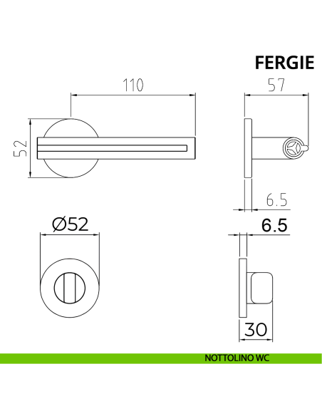 Maniglia per porta Fergie Ghidini con rosetta tonda wc