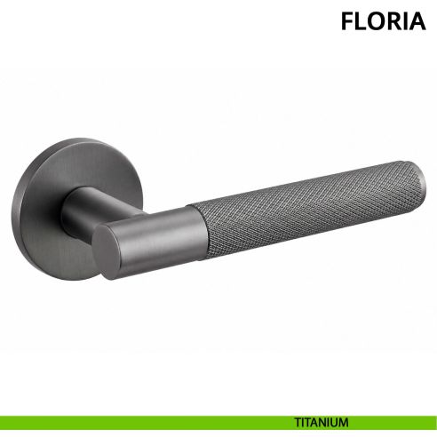 Maniglia per porta Floria Ghidini con rosetta tonda titanium