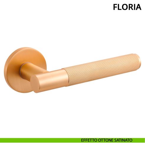 Maniglia per porta Floria Ghidini con rosetta tonda oro satinato