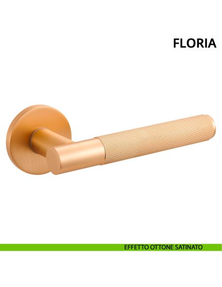Maniglia per porta Floria Ghidini con rosetta tonda oro satinato