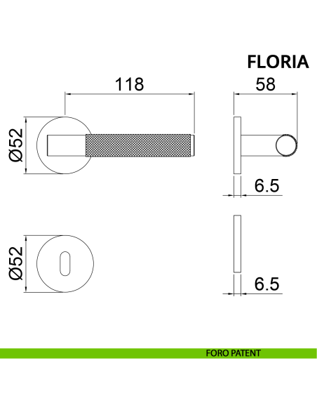 Maniglia per porta Floria Ghidini con rosetta tonda patent