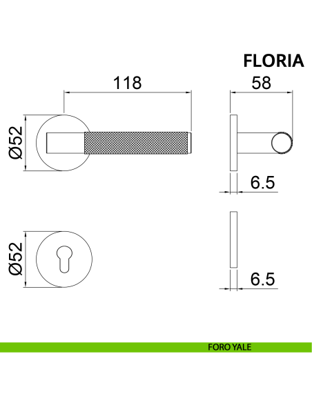 Maniglia per porta Floria Ghidini con rosetta tonda yale