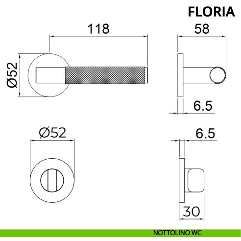 Maniglia per porta Floria Ghidini con rosetta tonda wc