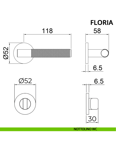 Maniglia per porta Floria Ghidini con rosetta tonda wc
