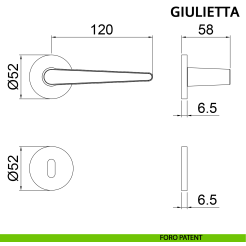 Maniglia per porta Giulietta Ghidini con rosetta tonda patent