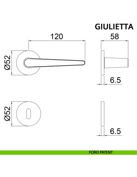 Maniglia per porta Giulietta Ghidini con rosetta tonda patent