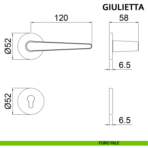 Maniglia per porta Giulietta Ghidini con rosetta tonda yale