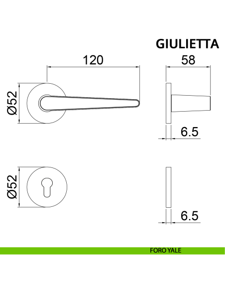 Maniglia per porta Giulietta Ghidini con rosetta tonda yale