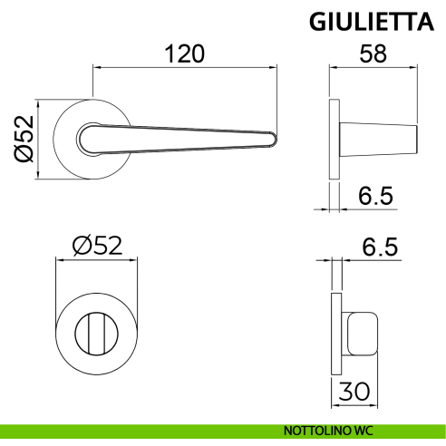 Maniglia per porta Giulietta Ghidini con rosetta tonda wc