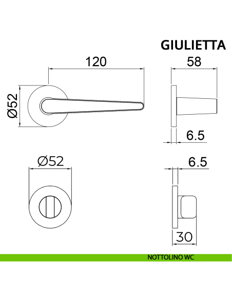 Maniglia per porta Giulietta Ghidini con rosetta tonda wc
