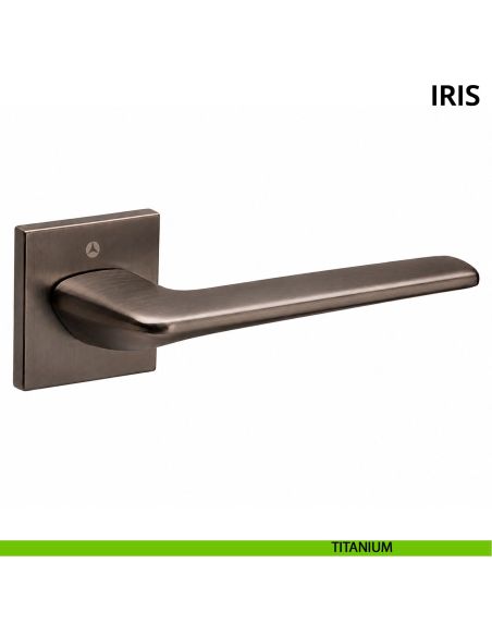 Maniglia per porta Iris Ghidini con rosetta quadrata titanium