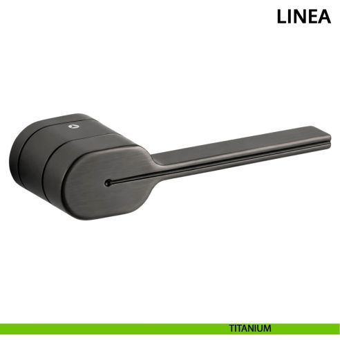 Maniglia per porta Linea Ghidini con rosetta ovale titanium