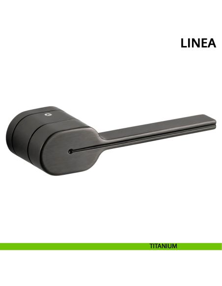 Maniglia per porta Linea Ghidini con rosetta ovale titanium