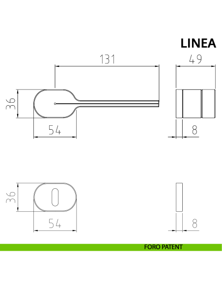 Maniglia per porta Linea Ghidini con rosetta ovale patent