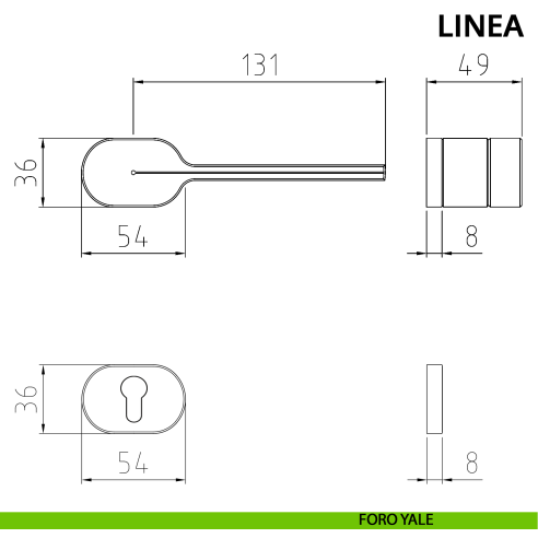 Maniglia per porta Linea Ghidini con rosetta ovale yale