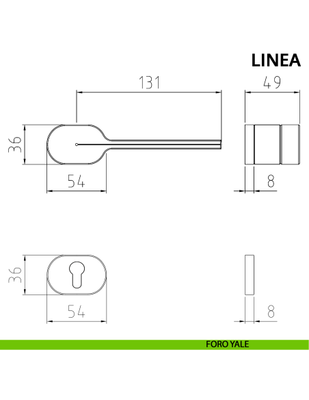 Maniglia per porta Linea Ghidini con rosetta ovale yale