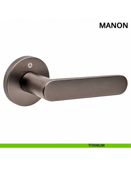 Maniglia per porta Manon Ghidini con rosetta tonda titanium