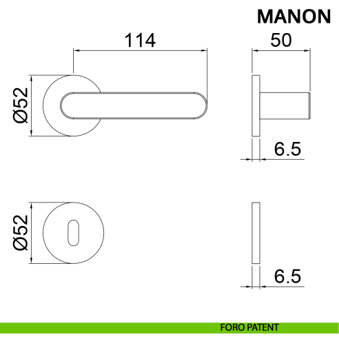 Maniglia per porta Manon Ghidini con rosetta tonda patent