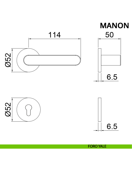 Maniglia per porta Manon Ghidini con rosetta tonda yale