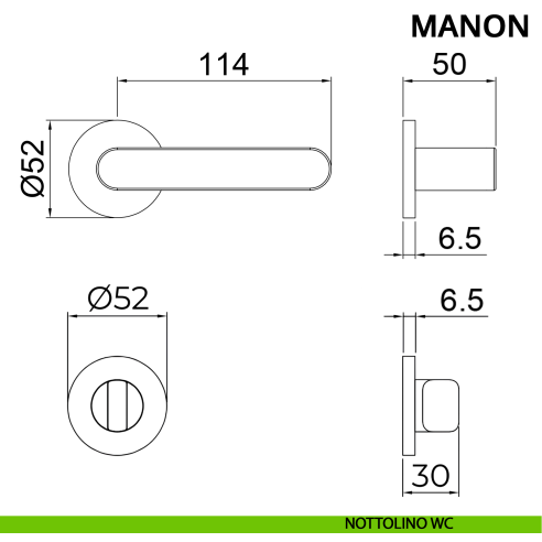 Maniglia per porta Manon Ghidini con rosetta tonda wc