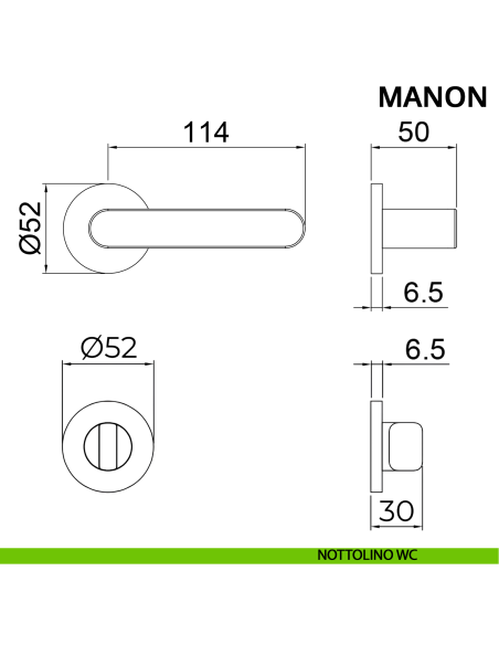 Maniglia per porta Manon Ghidini con rosetta tonda wc