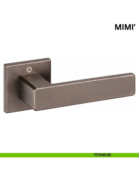 Maniglia per porta Mimi Ghidini con rosetta quadrata titanium